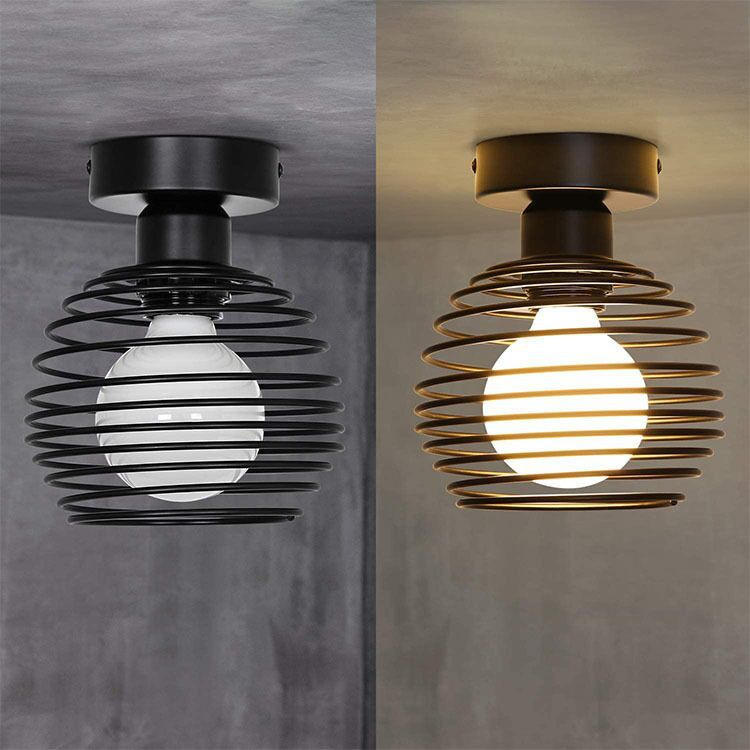 Innen Vintage Eisen E27 Deckenleuchten Leuchten für Korridor Gang Indoor Retro LED Deckenleuchte für Schlafzimmer Wohnzimmer Schwarz