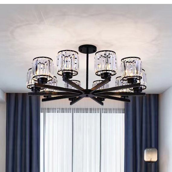 70W moderne Kronleuchter Kristall-Kronleuchter Schlafzimmer Deckenleuchten Schwarze LED-Pendelleuchte Nordic Design Aluminium Moderne leuchtende Lampe Beleuchtung Wohnzimmer Packraum Deckenleuchte