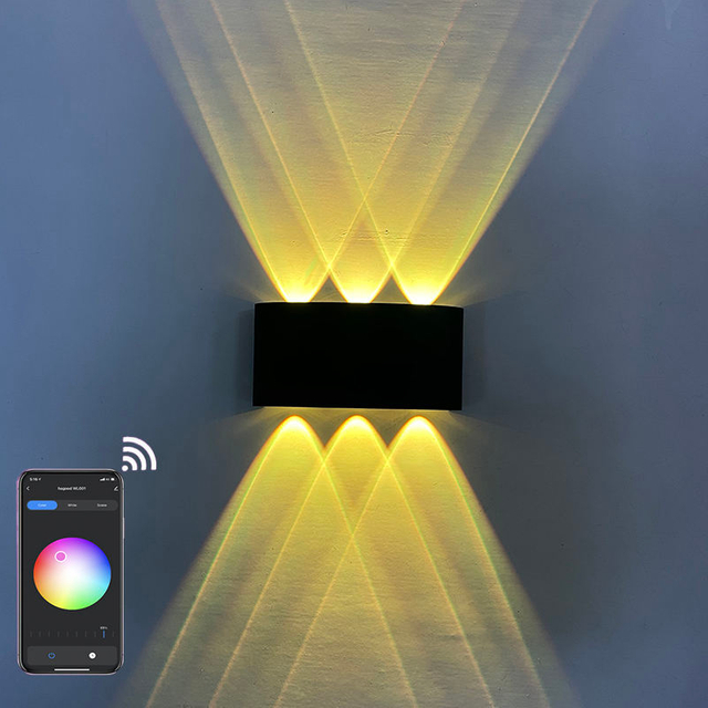 6W RGBW APP-Steuerung Bogenförmige Outdoor-wasserdichte Auf- und Ab-LED-Smart-Wandleuchte Aluminium Moderne Wandleuchte Beleuchtung Wandleuchte