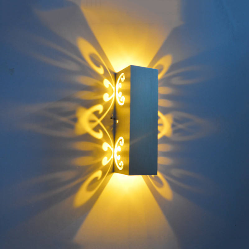 Neuankömmling 6W Doppel-Schmetterling Aluminium-LED-Wandleuchte für Innenwandleuchten Beauty Room Blumenhintergrund Nachtlicht