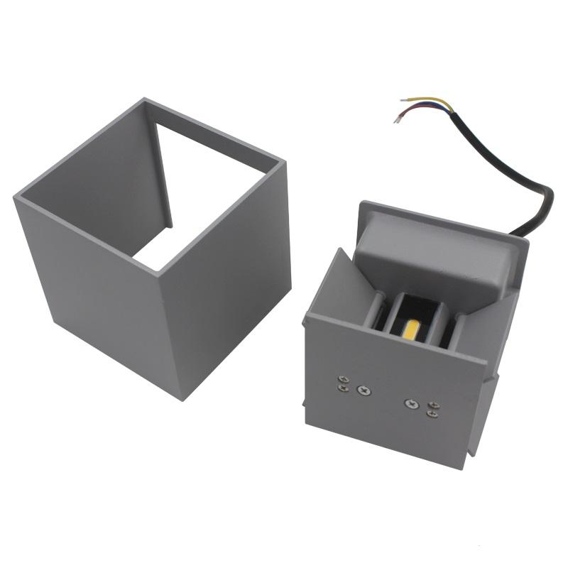 Graue IP65 verstellbare wandmontierte LED-Wandleuchte für den Außenbereich, würfelförmige Wandleuchte