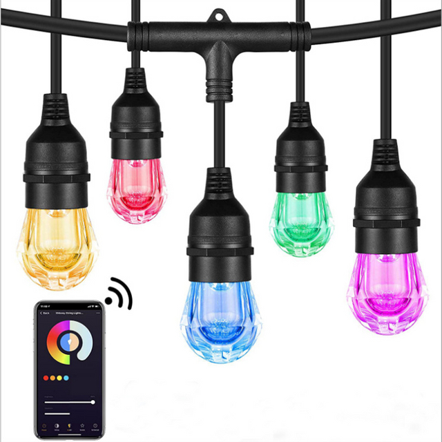 LED-Solar-Lichterkette, Weihnachtsdekoration, Glühbirne, IP65, wasserdicht, Terrassenlampe, Urlaubsgirlande für Gartenmöbel im Freien