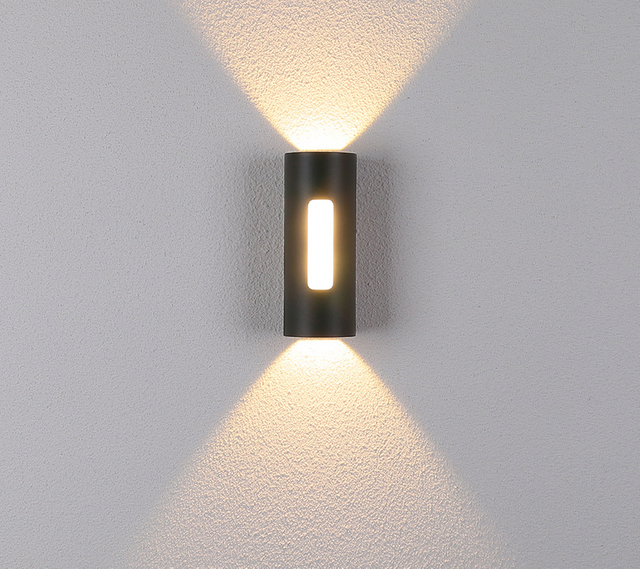 Schwarz-weiße Dekorationsapplikation Murale Led Square Round Up And Down Light Ip65 Wasserdicht neben der LED-Zylinderlicht-Wandleuchte