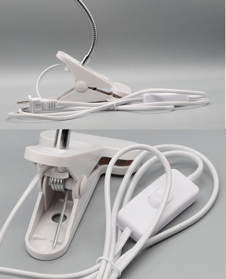360 Grad flexibler Schreibtischlampenhalter, E27-Sockel, Lampenfassung, Schwanenhals-Clip-On-Kabel mit Ein-/Aus-Schalter, Stecker für Nachtlicht-Glühbirne