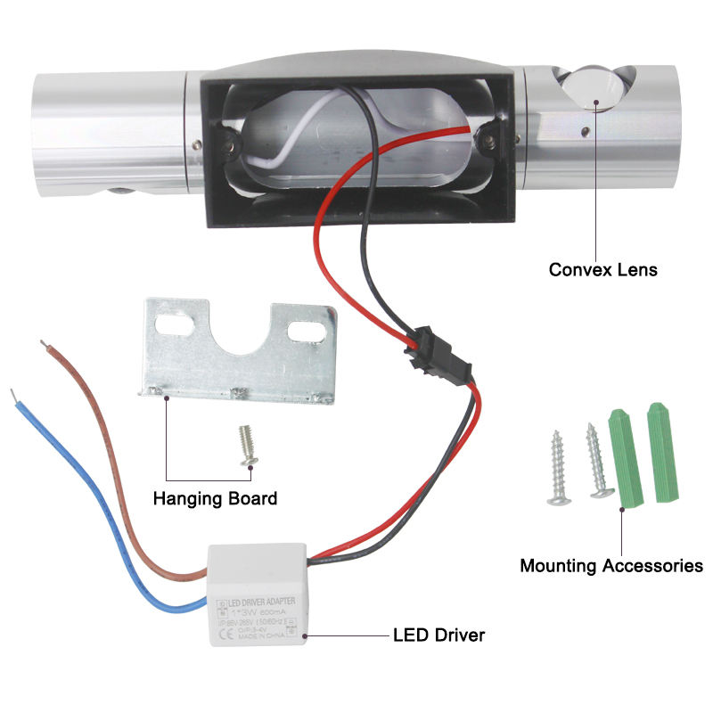 2x3W AC85-265V 360 Grad Rotation Up Down Wandleuchte Leuchten Lesewandleuchte Innen für Wohnzimmer Lesezimmer