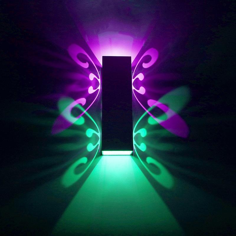 2W 6W Doppel-Schmetterlingslampe Innendekoration Wandlampe Einzigartige kleine Nachtlampe für Hotel-Wohnzimmerdekoration