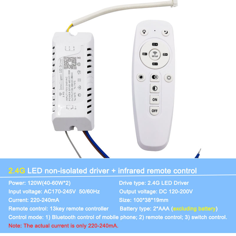 APP-Steuerung LED-Treiber 2,4G Fernbedienung intelligenter LED-Transformator (20-40W)X2 (40-60W)X2 für dimmbaren, farbwechselbaren Kronleuchter