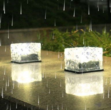 Bunte Solarleuchten, eisförmiges Licht für den Außenbereich, LED-Lichtwand, Solar-Fliesenlampe, quadratische Lampe, eisförmiges dekoratives Licht, Solar-Erdlampe, IP65, wasserdichte Stufen-Außendekoration