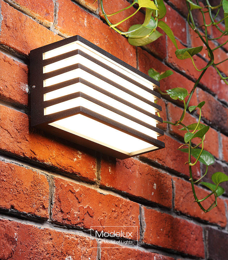 Neue wasserdichte moderne LED-Wandlampen für den Außenbereich, lange Acryl-Wohnzimmer-Schlafzimmer-Gang-Veranda-Schwarz-Innenbeleuchtung