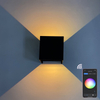 Outdoor Smart Außenwandleuchte, dimmbar, Farbwechsel, RGB-Wandleuchte, wasserdicht, IP65, verstellbarer Lichtstrahl, Außenleuchte