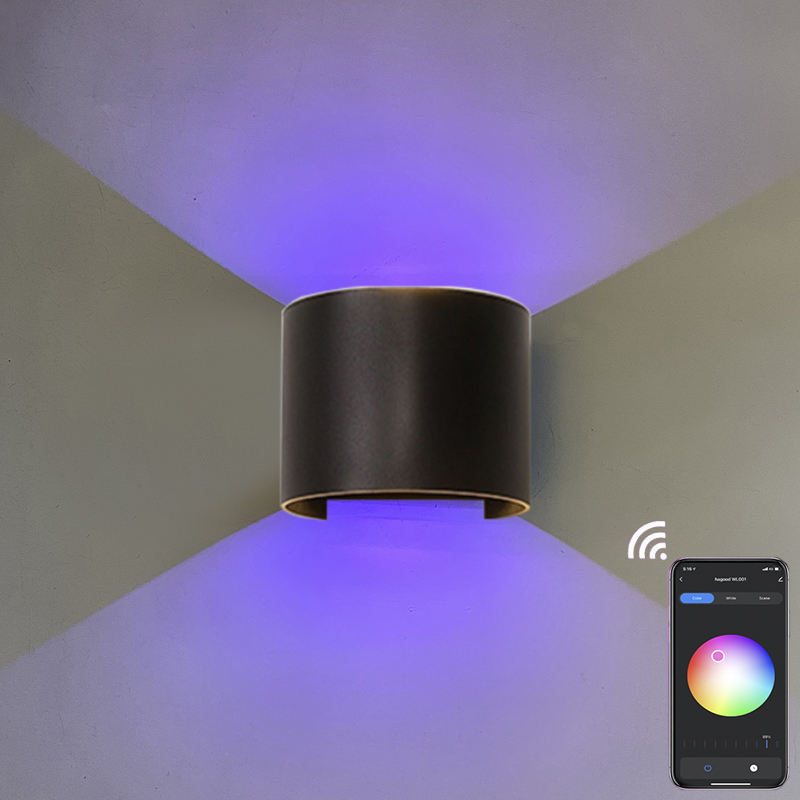 9W RGB TUYA APP-Steuerung LED-Wandleuchte Wasserdicht IP65 Veranda Garten auf und ab Wandleuchte Halbrunde wasserdichte Wandleuchte