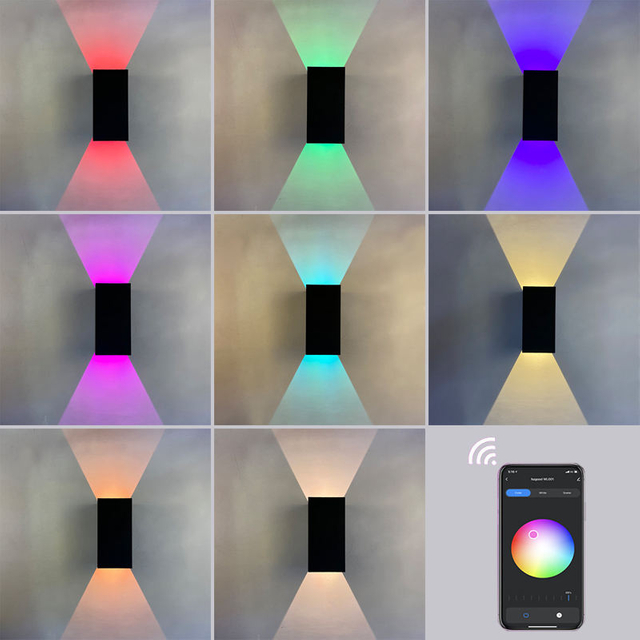 9W RGBW Wandleuchte Farbwechsel Dimmbar IP65 Beleuchtung Wandleuchte LED Nachttisch Ambient Tuya APP WIFI Steuerung Party Innendekor