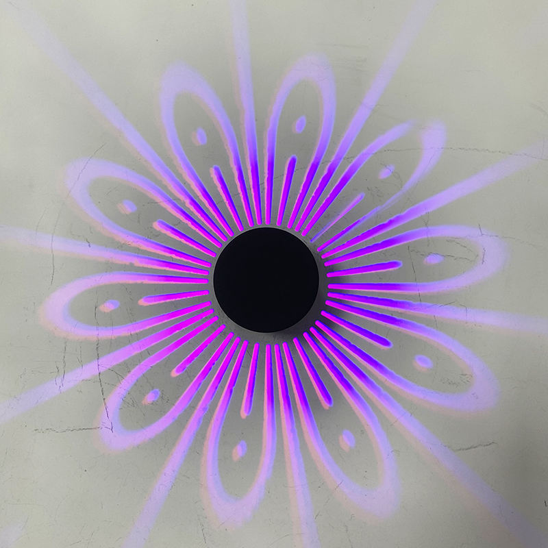 Montierte LED-Wandleuchte, RGB-Effektlampe, Sonnenblumen-Projektionsstrahlen, AC85-265V, Fernbedienung, Korridor-Wandleuchte, 1 W/3 W