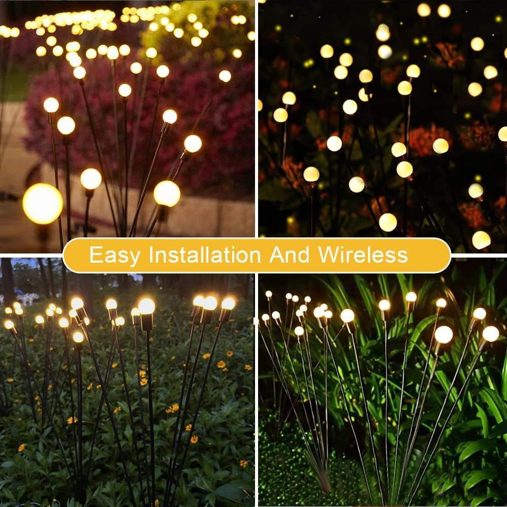 Firefly-Solarlampe, Gras-Solarlampe, LED-Solarlicht, dekorative Landschaftsbeleuchtung für den Außenbereich, mehrfarbig wechselnde, solarbetriebene LED-Blumenlichter für den Hof
