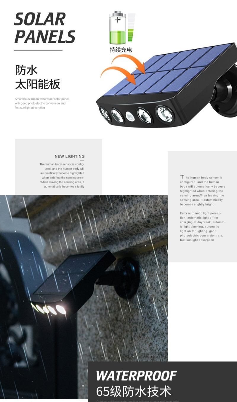Neue Art Induktive Überwachung Solar Wand Lampe Im Freien Wasserdichte Villa Hof Lampe Im Freien Garten Zaun Treppen Schritt Lampe
