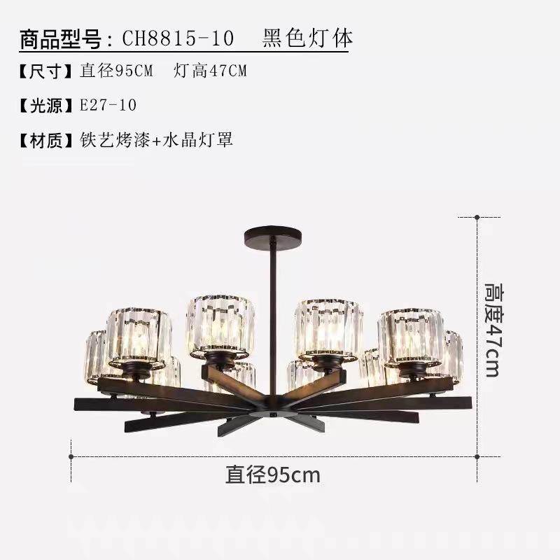 70W moderne Kronleuchter Kristall-Kronleuchter Schlafzimmer Deckenleuchten Schwarze LED-Pendelleuchte Nordic Design Aluminium Moderne leuchtende Lampe Beleuchtung Wohnzimmer Packraum Deckenleuchte
