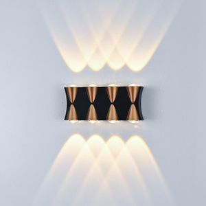 8 W LED-Wandleuchte, wasserdicht, IP65, Aluminium, Garten-Wandleuchte, starkes Licht, goldfarben, schwarz, weißes Licht, für drinnen und draußen