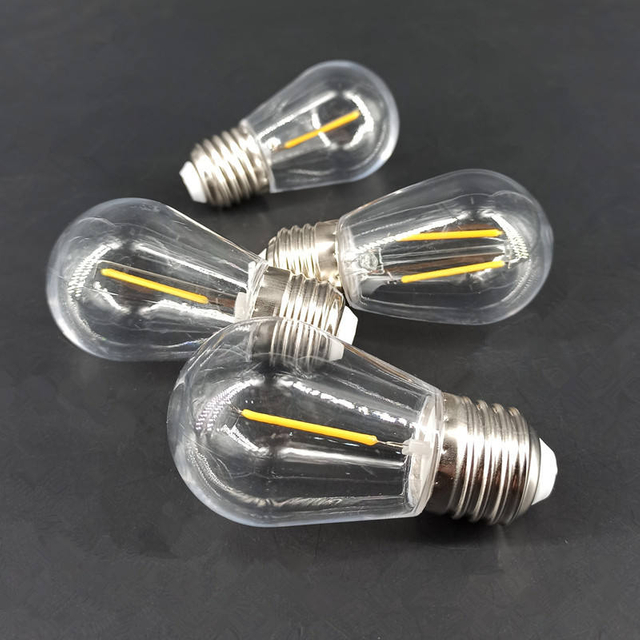E14 S14 Glühlampe E27 dekorative Lampenkette LED-Birne 110 V 3 V Solar-Edison-Birne Vintage PC Kunststoff A-Filament