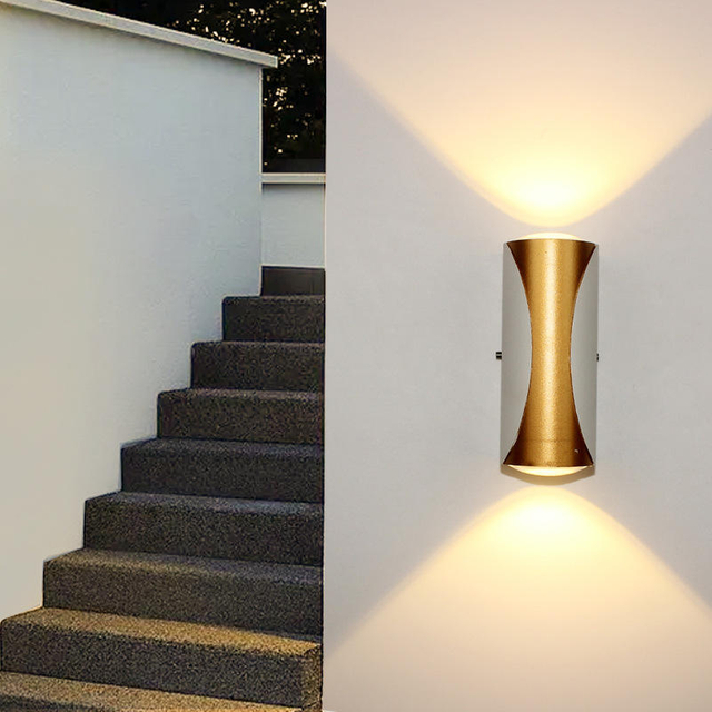 LED-Wandleuchte, wasserdicht, IP65, Aluminium, Garten-Wandleuchte, Gold, Schwarz, weißes Licht, Innen- und Außenwandleuchte