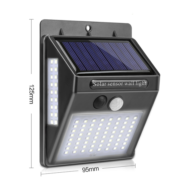 100 LED Solar Licht Outdoor Solar Lampe PIR Motion Sensor Wand Licht Wasserdichte Solar Powered Sonnenlicht für Garten Dekoration