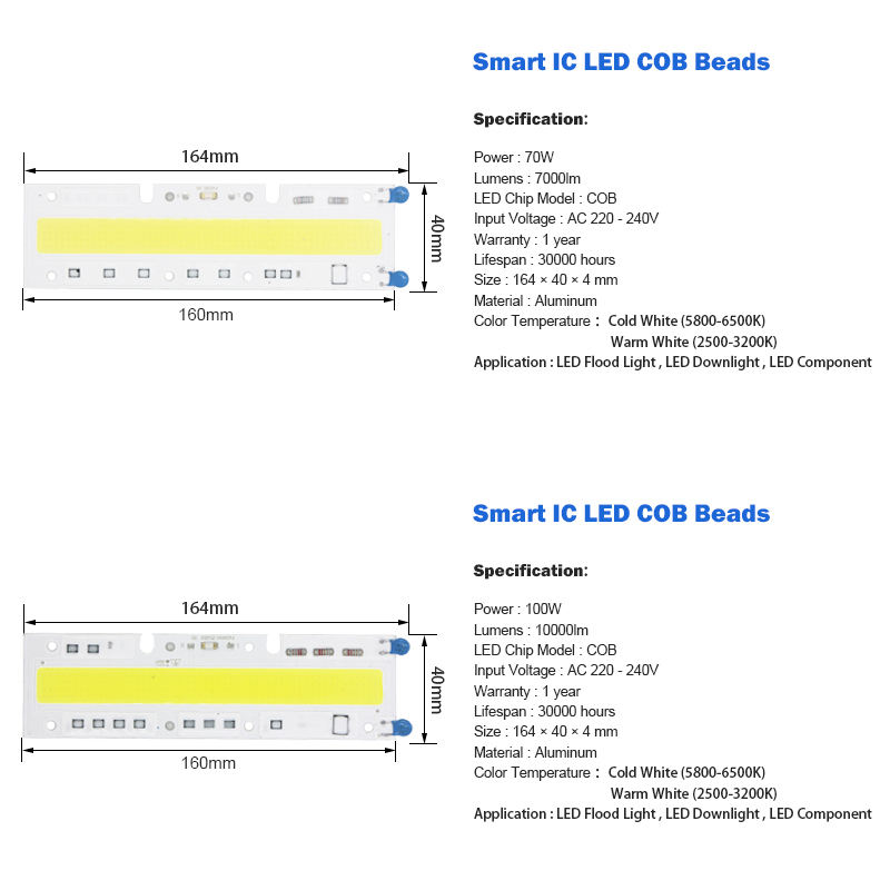 LED COB Licht Chip 30W 50W 70W 100W 150W LED Birne Chip 220V Eingang Smart IC LED Treiber für DIY LED Flutlicht