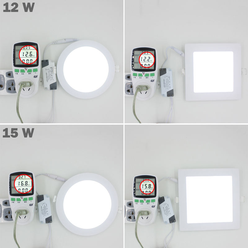 Ultradünnes LED-Panel-Downlight, echtes Vollwatt, 3 W, 4 W, 6 W, 9 W, 12 W, 15 W, 18 W, 24 W, runde/quadratische LED-Deckeneinbauleuchte