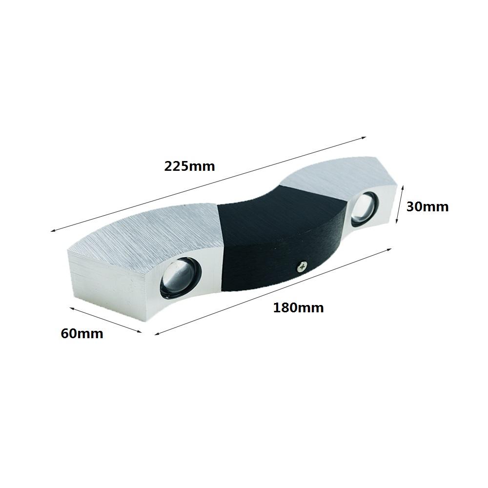 6W LED Wandleuchten Innen Up and Down Wandleuchte Innenbeleuchtung LED aus Aluminium Hallenleuchte Wandbeleuchtung Silber Kaltweiß