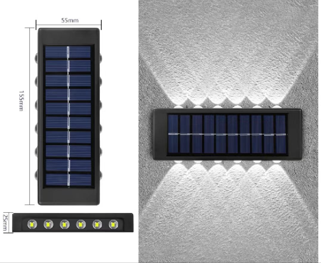 Solar-Außengartenlampe, Heimwandlampe, Dekoration, Layout, Wand, neue Wandlampe mit leuchtender Atmosphäre nach oben und unten