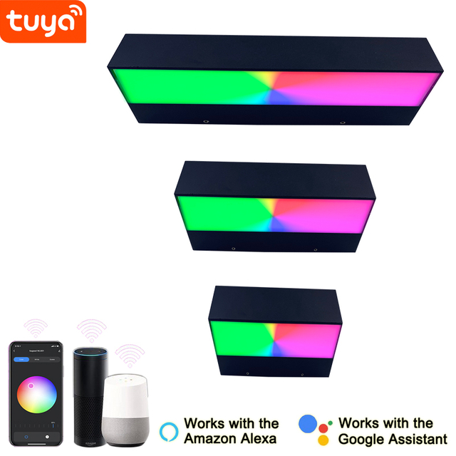 9W Smart Wandleuchte, App-gesteuertes LED-Licht, App-gesteuerte Beleuchtung, mobil, TUYA APP-Steuerung, LED-Wandleuchte, wasserdichte rechteckige Außenwandleuchte