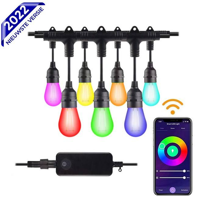 Intelligente Gartenbeleuchtung 15 m RGB-Gartenatmosphäre Beleuchtungskabel Smartphone-Steuerung E27-Stecker Hersteller Direktvertrieb