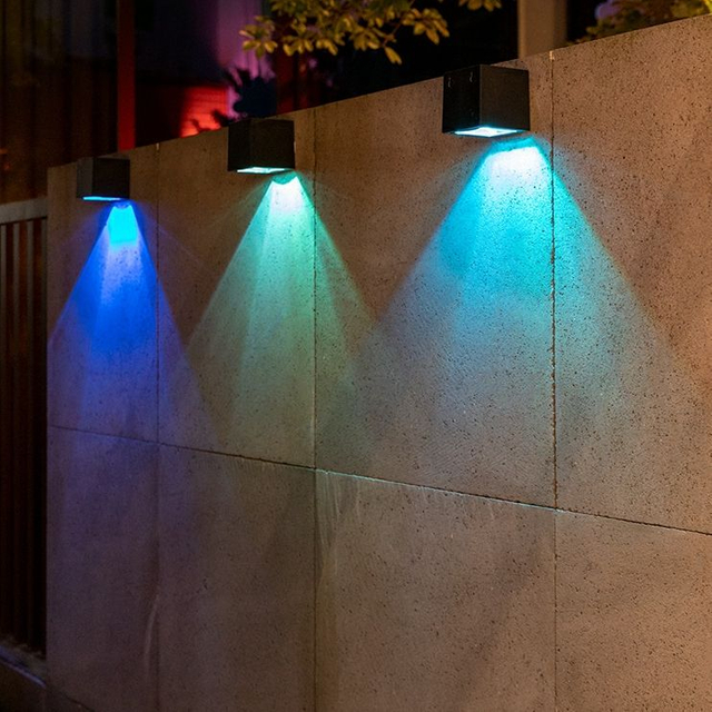 Solar-Außenwandleuchten, Solar-Wandleuchten, Solar-Wandleuchten, Außenwürfel, Solarlampe, quadratische Solarlampe, wasserdicht, IP65, Warmlicht-Lampe