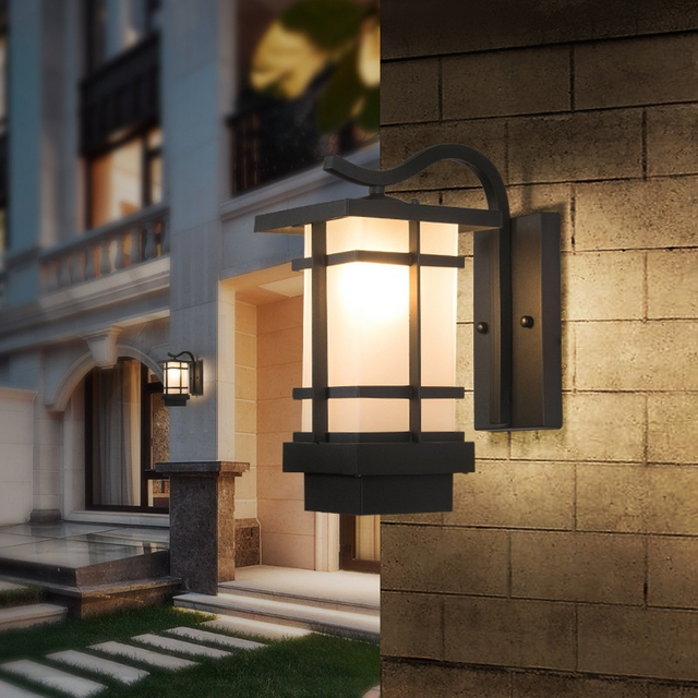 Solar-Außenwandleuchte Draadloze Wandlamp Wasserdichte Gartenleuchte Neues Balkon-Außenwandtor im japanischen Stil im chinesischen Stil