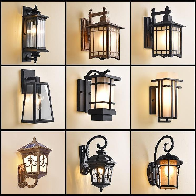 Solar-Außenwandleuchte Draadloze Wandlamp Wasserdichte Gartenleuchte Neues Balkon-Außenwandtor im japanischen Stil im chinesischen Stil