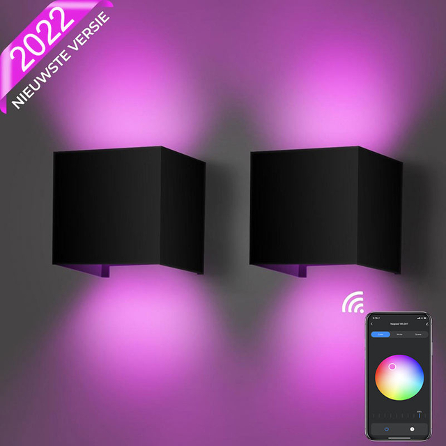 Outdoor Smart Außenwandleuchte, dimmbar, Farbwechsel, RGB-Wandleuchte, wasserdicht, IP65, verstellbarer Lichtstrahl, Außenleuchte
