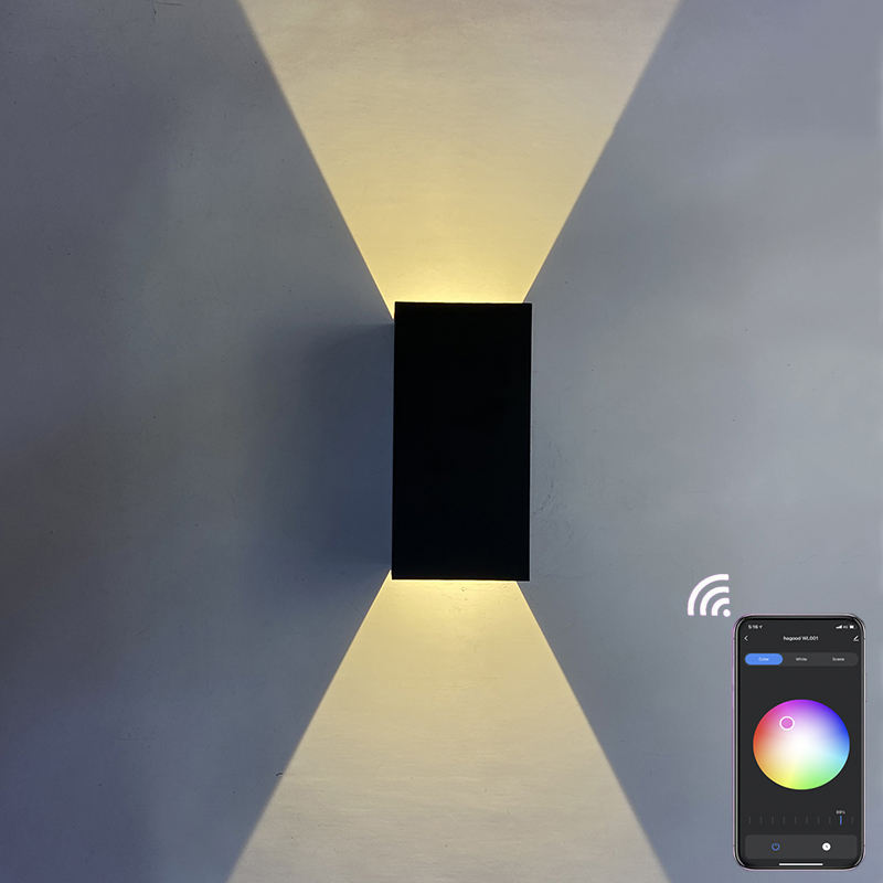 Neue RGB APP-Steuerung Smart Light Cube wasserdichte LED-Wandleuchte ip65 Wandleuchte quadratische Veranda Garten auf und ab