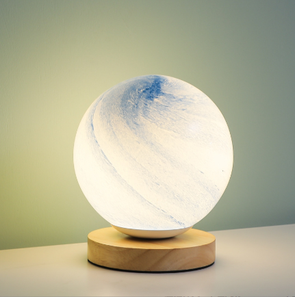 Planet Glaslampe Mond Planet Lampe Dekoration Schlafzimmer Nachttisch Nachtlicht Kreatives Geburtstagsgeschenk aufladbare Schreibtischlampe Tischleuchte