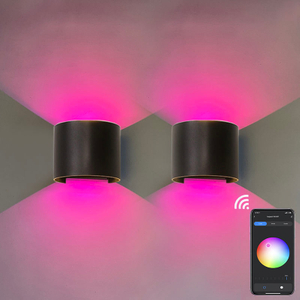 9W RGB TUYA APP-Steuerung LED-Wandleuchte Wasserdicht IP65 Veranda Garten auf und ab Wandleuchte Halbrunde wasserdichte Wandleuchte