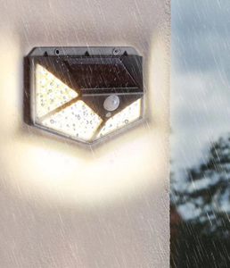 Beste Outdoor Hinterhof Garten Treppe Wasserdicht IP67 Solar Power 4 Seiten Beleuchtung Wand Lampe 100LED Motion Sensor Led Solar licht