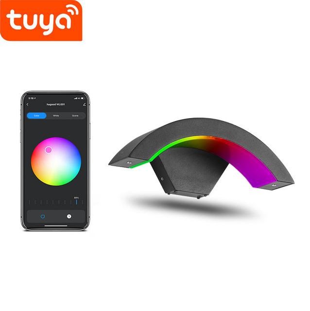 Tuya Smart WiFi LED APP Control Wandleuchte Outdoor Veranda Licht Garten Wasserdichte Wandleuchte RGBW 9W Dimmbar Funktioniert mit Alexa & Google Home