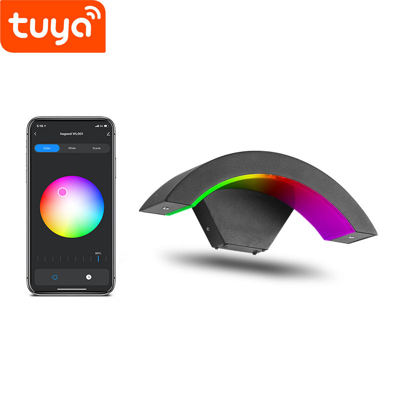 Tuya Smart WiFi LED APP Control Wandleuchte Outdoor Veranda Licht Garten Wasserdichte Wandleuchte RGBW 9W Dimmbar Funktioniert mit Alexa & Google Home