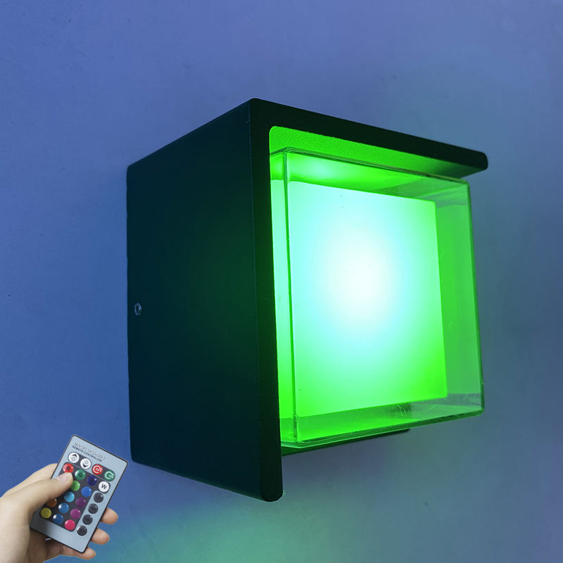 5W modernes LED-Kaltlicht RGB mit Controller, Auf- und Ab-Beleuchtung, Würfel-Wandleuchte, Lampenbefestigung, Innen- und Außenbeleuchtung