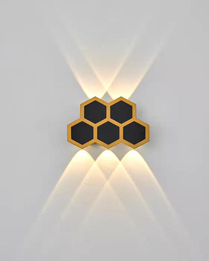 Wandleuchten LED Honeycomb Gold Schwarz Leuchten nach oben und unten Leuchtende Körperlampe Beleuchtungsstil Modernes Büro Rohs Epistar Input Flux