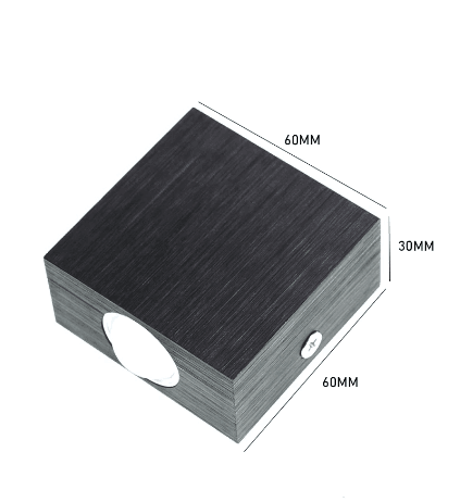 3W LED-Wandleuchte, einseitige Wandleuchte, Aluminium-Einzelkopf-Wandleuchte, AC85-265V, gebürstetes schwarzes Silbergehäuse