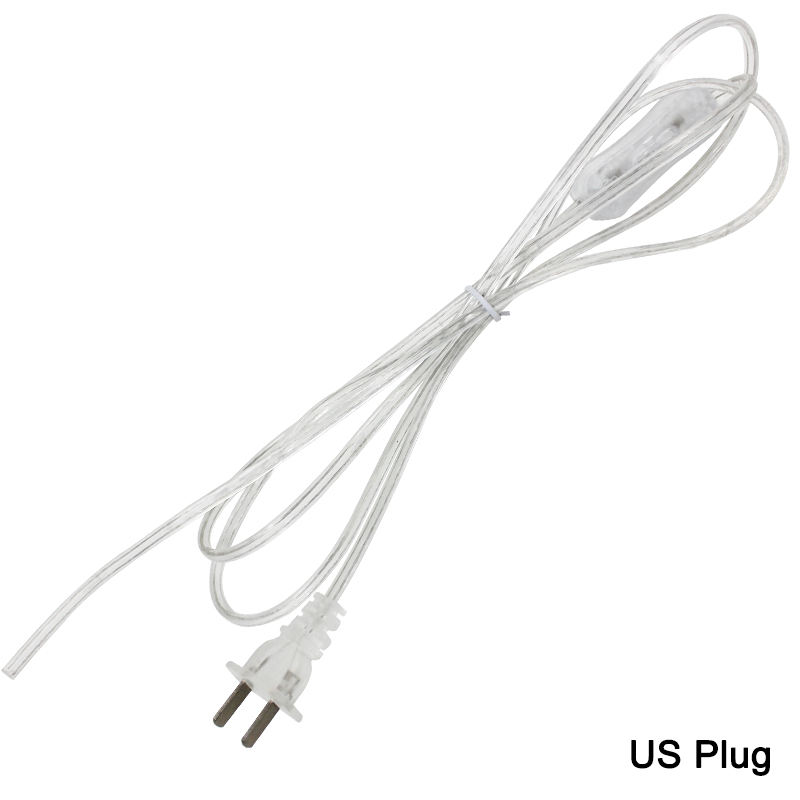 0,75 mm 2-Leiter-Kabel 1,8 m Ein-Aus-Netzkabel für LED-Lampe mit Knopfschalter EU/US-Stecker Lichtschaltende transparente Drahtverlängerung