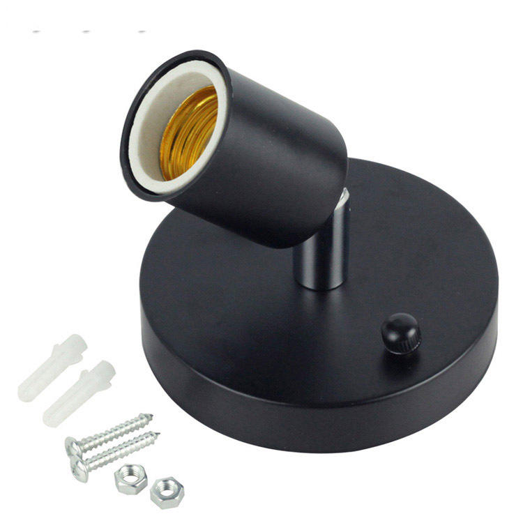 Tischlampensockel aus poliertem Metall, Keramiksockelhalter, 1,8 m langes Kabel, Ein-/Ausschalter, Stecker, E26/E27-Schraubsockel, ideal für Kompaktleuchtstofflampen