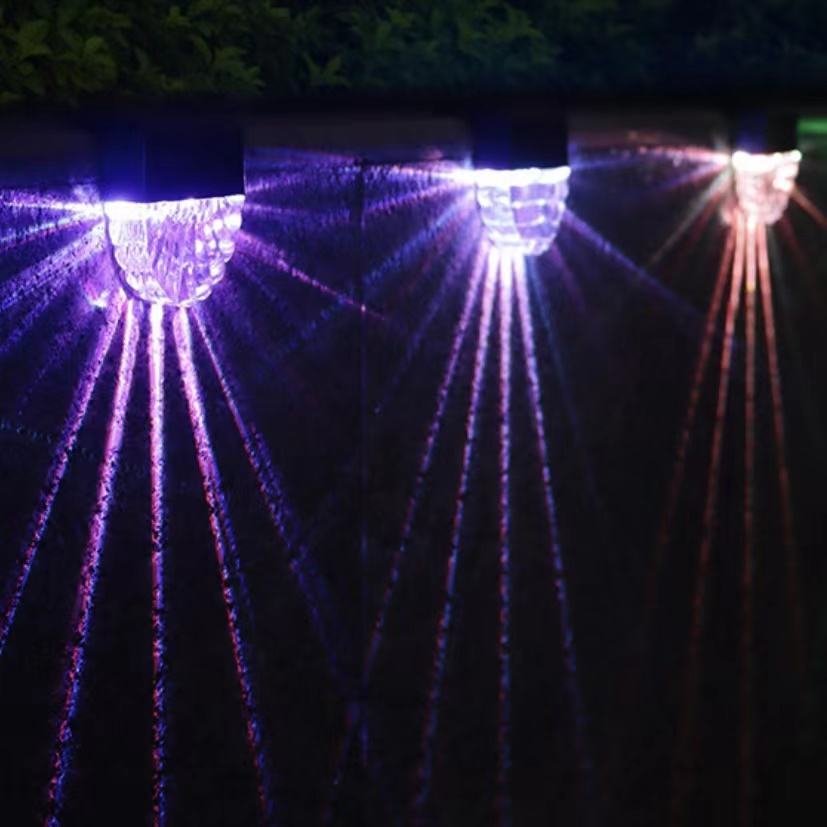Warmes Licht + RGB-Farbe, LED-Solarlampe, Weg, Treppe, Solarstrom, Balkonleuchte, Außengartenbeleuchtung, Solarlicht, Solarlampe