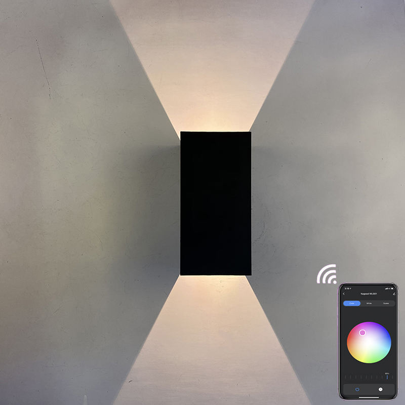 9W Intelligentes Licht mit einstellbarem Winkel, WLAN, wasserdichte Wandleuchte, RGBW-Außenleuchte, Farbwechsel durch intelligente App-Lampe