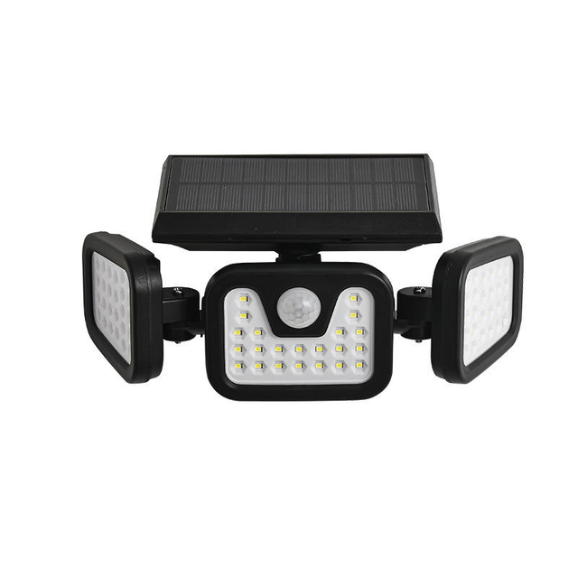 Hagood Wasserdichte 3-Kopf-Wandleuchte für den Außenbereich, drei Köpfe, 83 COB-Solarsensor-LED-betriebene Sicherheitsleuchten