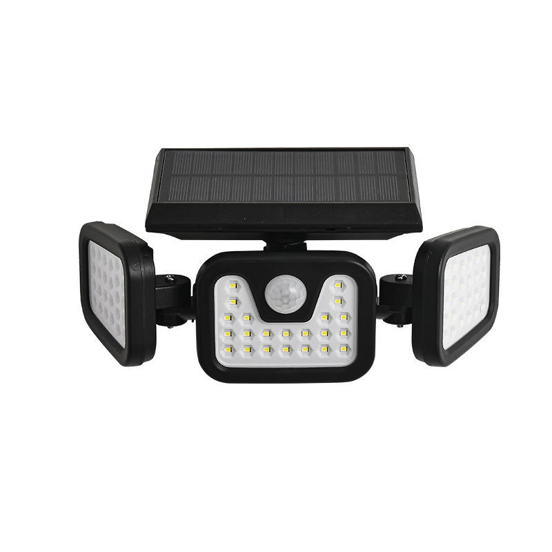 Hagood Wasserdichte 3-Kopf-Wandleuchte für den Außenbereich, drei Köpfe, 83 COB-Solarsensor-LED-betriebene Sicherheitsleuchten