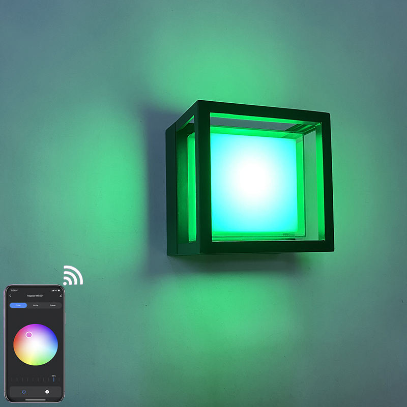 Applikation Hagood RGBW LED-Wandleuchte Hochwertige Außenleuchte Wifi Wasserdichte Wandleuchte Farbwechsel durch Smart App Lamp